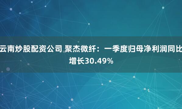 云南炒股配资公司 聚杰微纤：一季度归母净利润同比增长30.49%