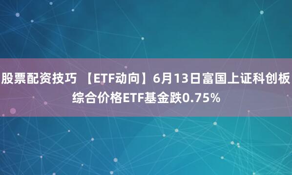 股票配资技巧 【ETF动向】6月13日富国上证科创板综合价格ETF基金跌0.75%