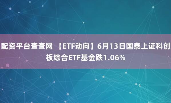 配资平台查查网 【ETF动向】6月13日国泰上证科创板综合ETF基金跌1.06%
