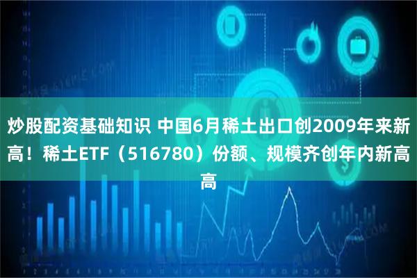 炒股配资基础知识 中国6月稀土出口创2009年来新高！稀土ETF（516780）份额、规模齐创年内新高
